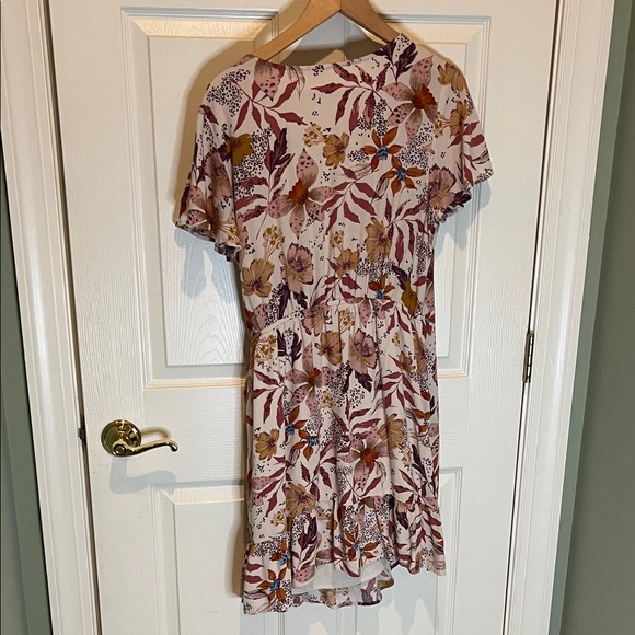 Lovestitch Floral Wrap Mini Dress in Pink and Yellow - Picture 3 of 3